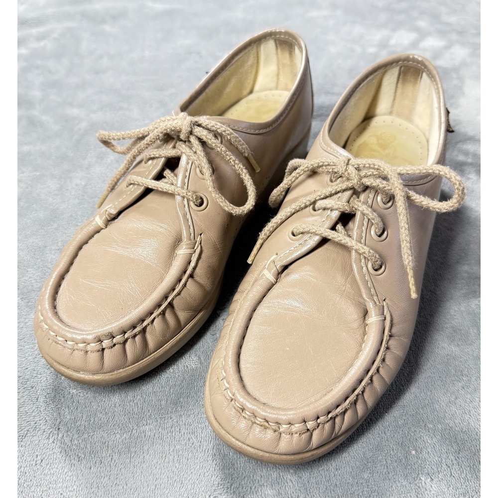 SAS Shoes Womens Size 5.5 Beige Leather Oxford Lace Up Comfort Walking Casual
